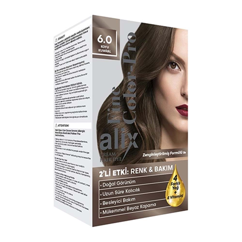 Alix 50ML Kit Saç Boyası 6.0 Koyu Kumral (6 Lı Set)