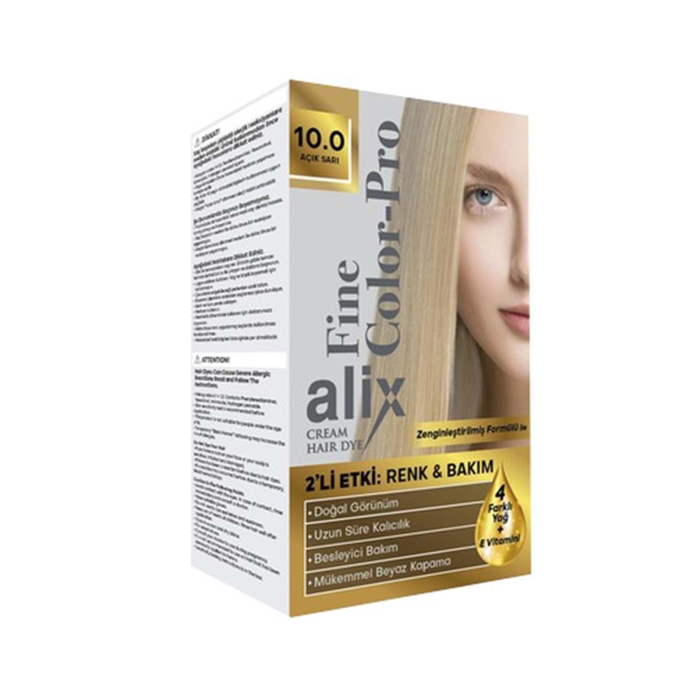 Alix 50ML Kit Saç Boyası 10.0 Açık Sarı (3 Lü Set)