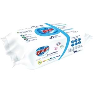 Bingo Clean Yüzey Temizlik Havlusu 96 Yaprak Beyaz Sabun Plastik Kapaklı (6 Lı Set) 576 Yaprak