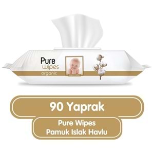 Pure Baby Islak Havlu Mendil 90 Yaprak Yenidoğan Organic Pamuklu (18 Li Set) 1620 Yaprak Plstk Kapak