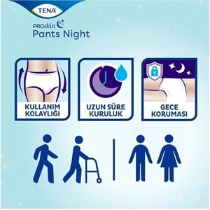 Tena Proskin Pants Night Emici Külot Hasta Bezi Gece Large-Büyük/Süper 120 Adet (4PK*30)