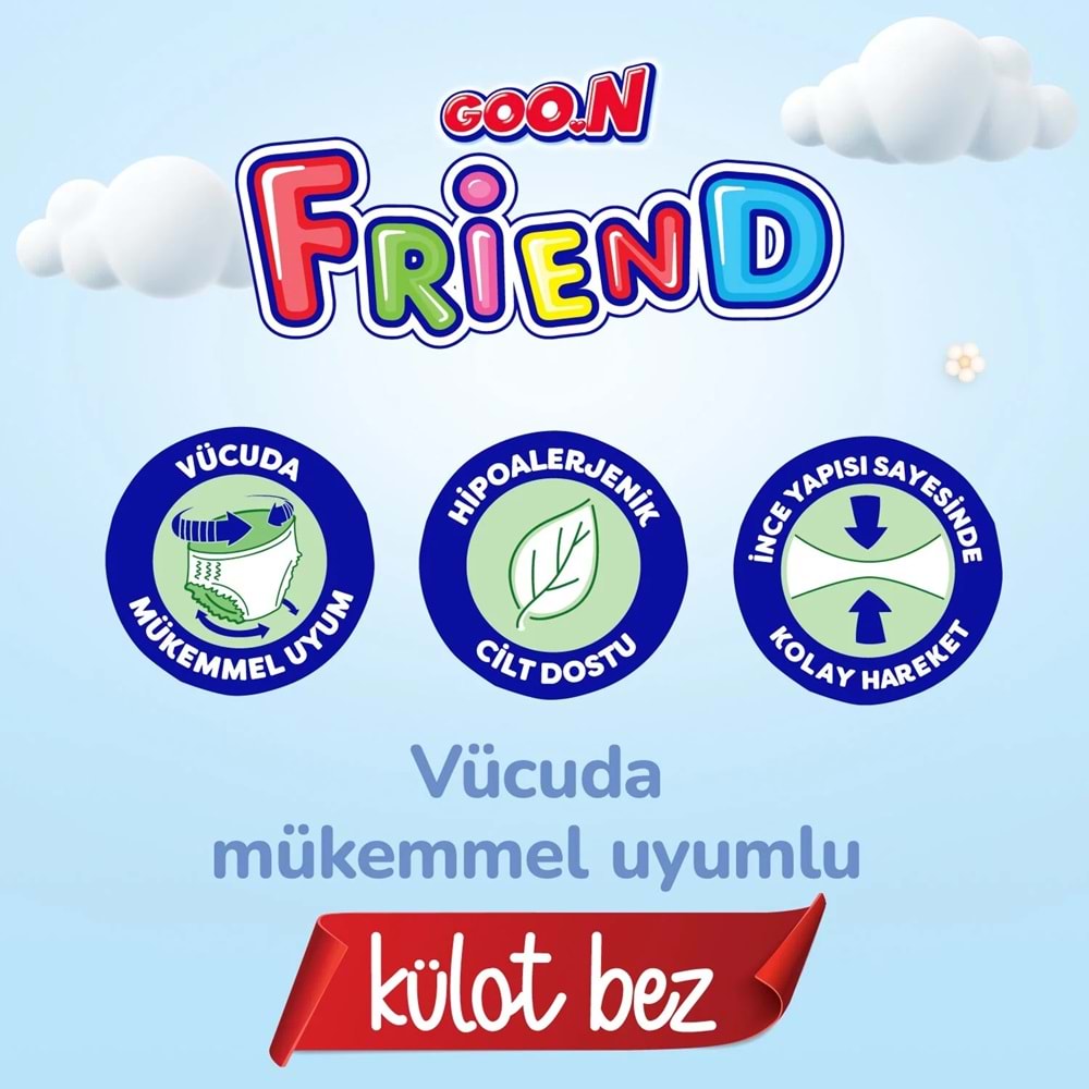 Goon Friend Külot Bebek Bezi Beden:4 (9-14KG) Maxi 180 Adet Jumbo Ultra Fırsat Pk