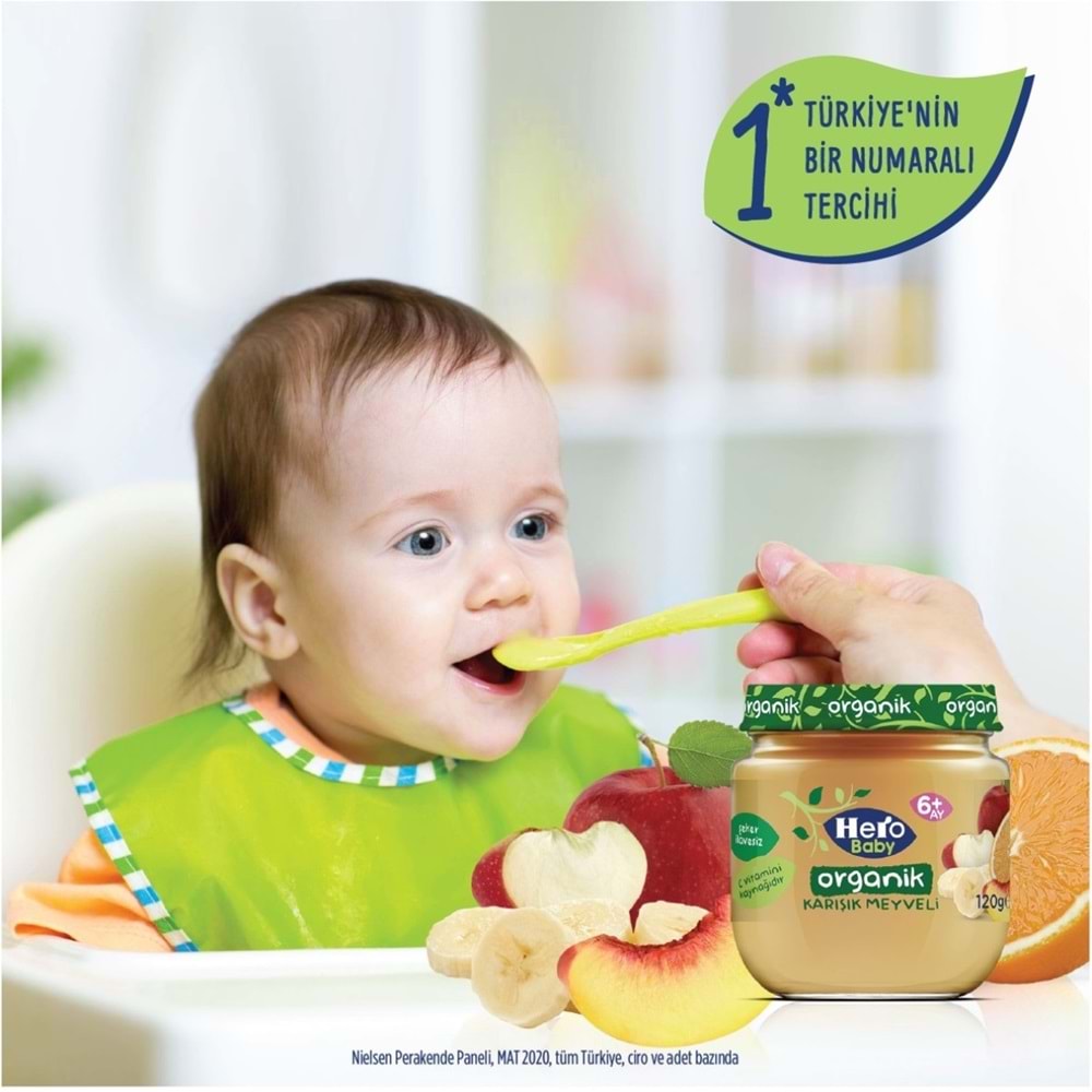 Hero Baby Kavanoz Maması 120GR Organik Karışık Meyveli