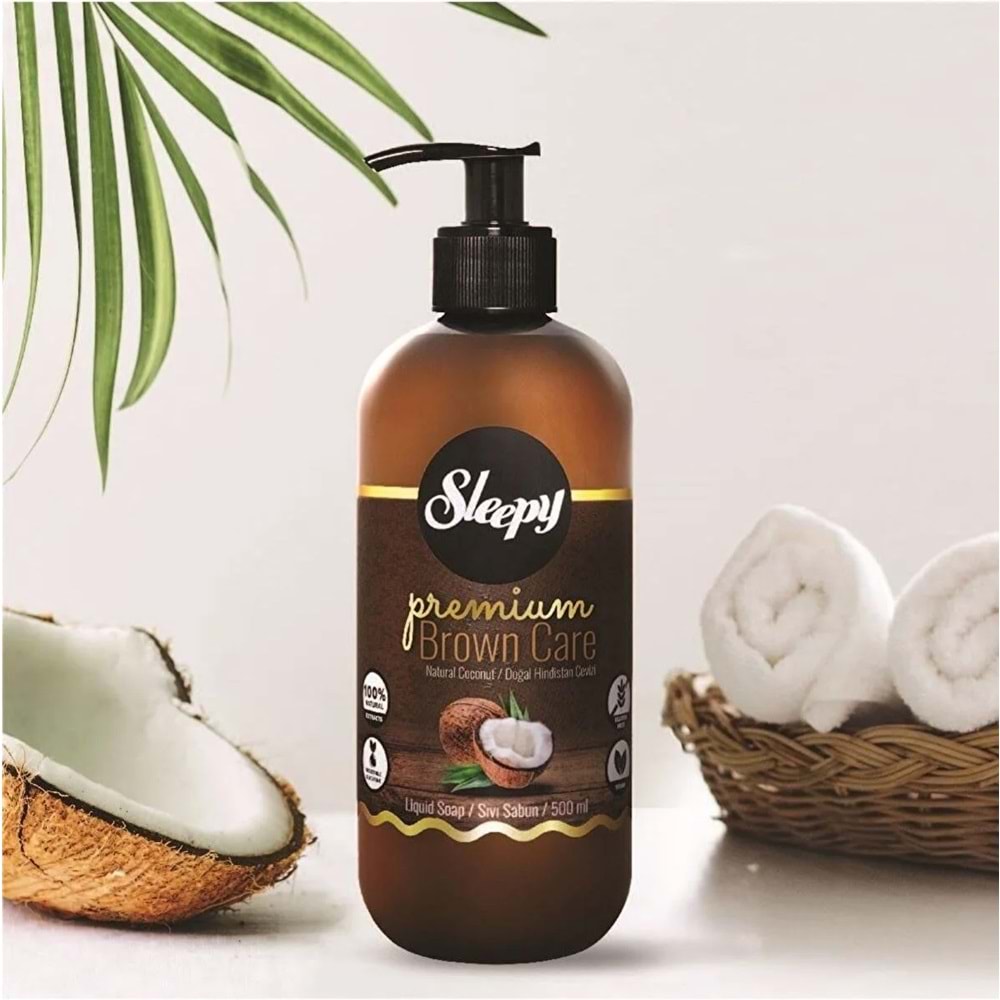 Sleepy Sıvı Sabun Premium 500ML Brown Care Serisi(Doğal Badem/Hindistan Cevizi/Argan)