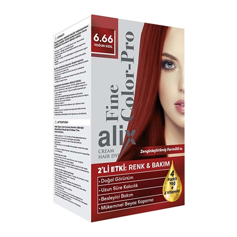 Alix 50ML Kit Saç Boyası 6.66 Yoğun Kızıl