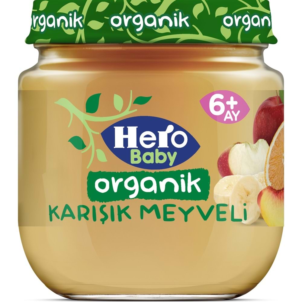 Hero Baby Kavanoz Maması 120GR Organik Karışık Meyveli (6 Lı Set)
