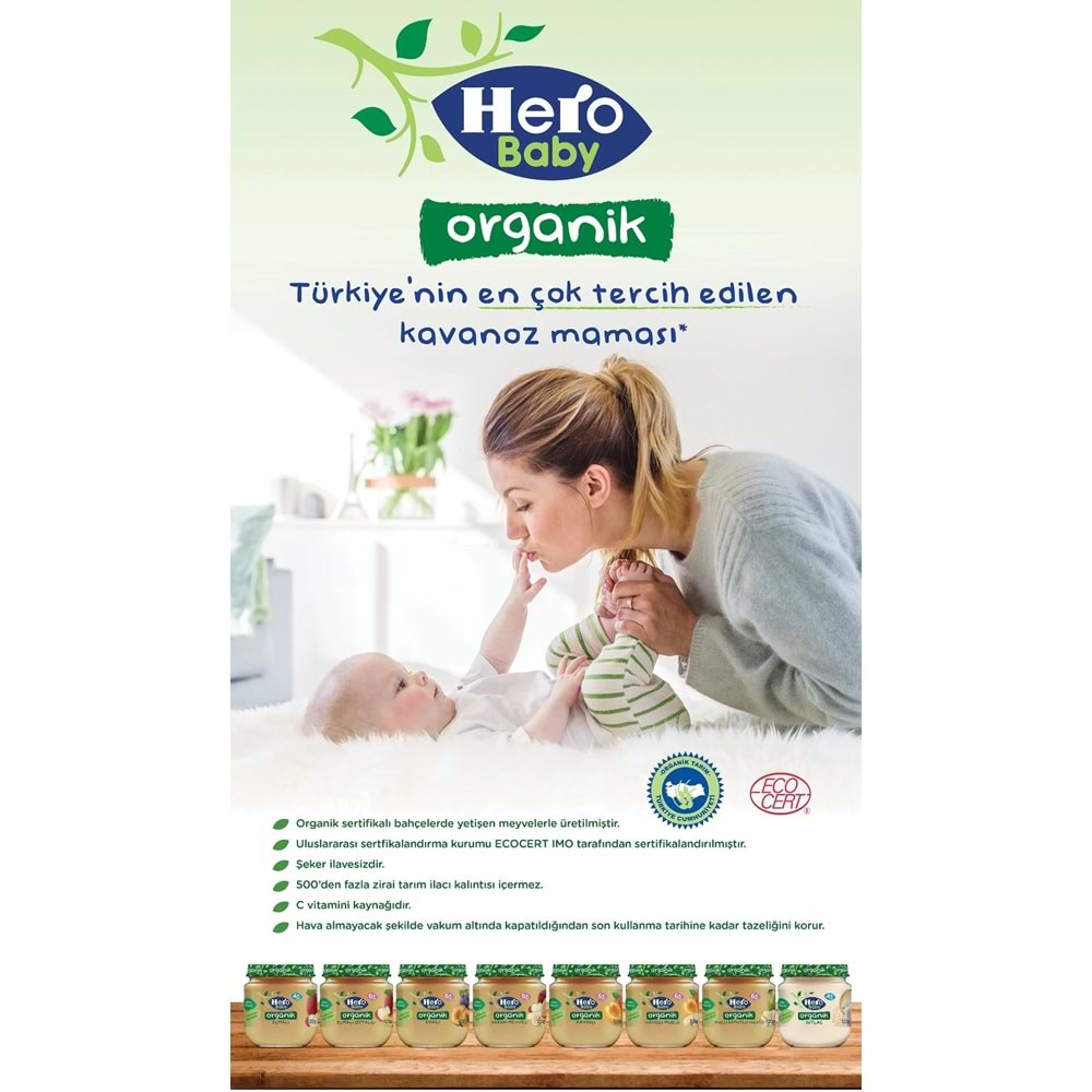 Hero Baby Kavanoz Maması 120GR Organik Muzlu Armutlu Tahıllı (3 Lü Set)