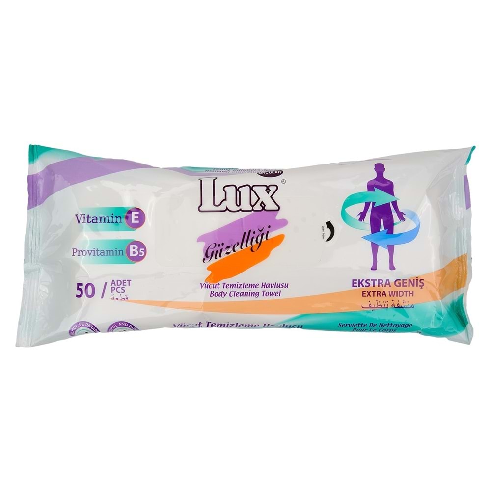 Lüx Hasta Vücut Temizleme Islak Mendil Havlu 50 Yaprak XL (5 Li Set)