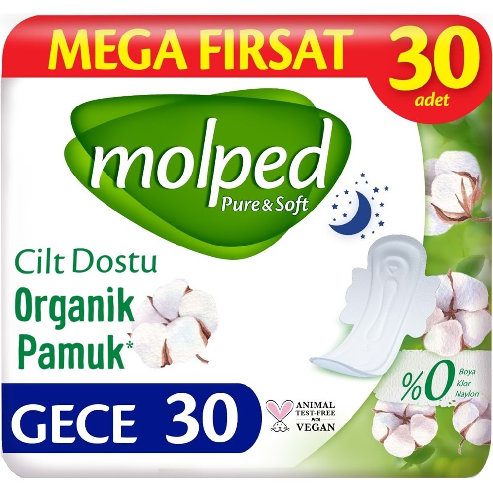Molped Pure&Soft Hijyenik Ped Gece 150 (5PK*30) Adet Mega Pk