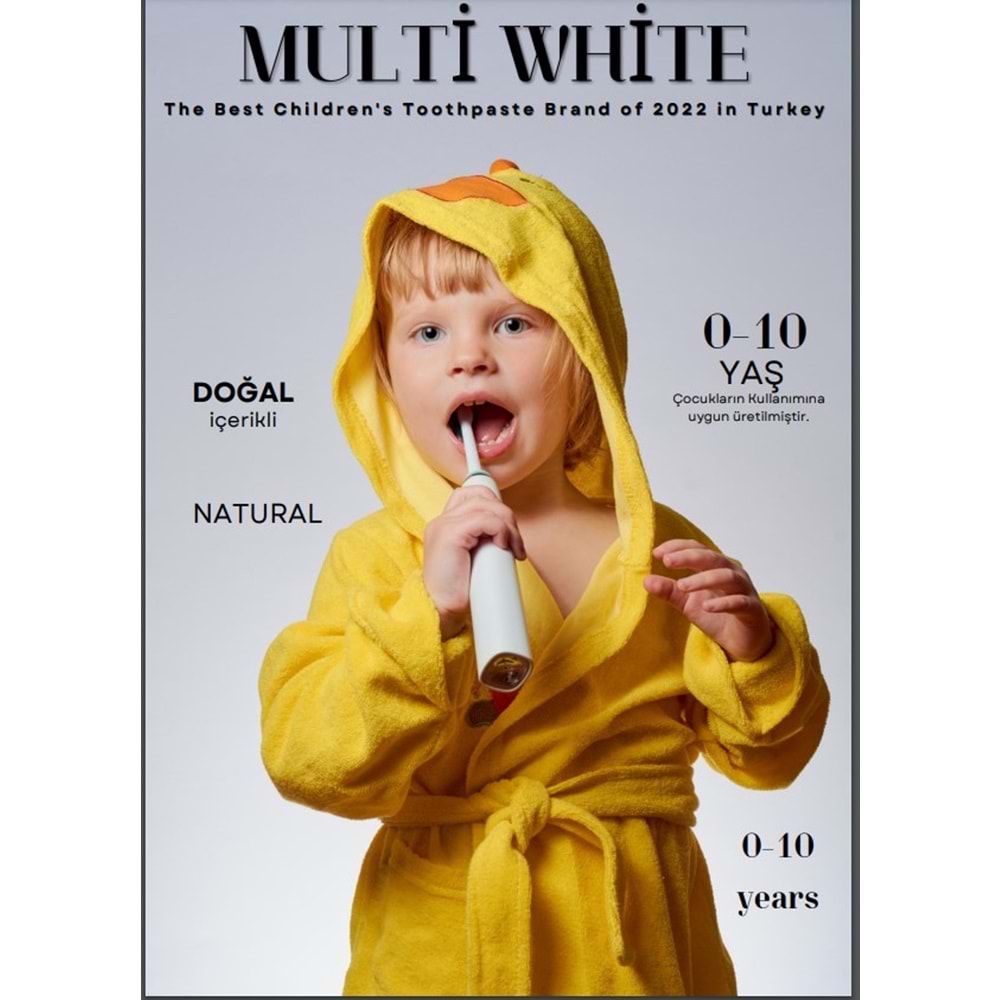 Multi White Diş Macunu 50ML Çilek Aromalı Bol Vitaminli (0-10 Yaş) (5 Li Set)