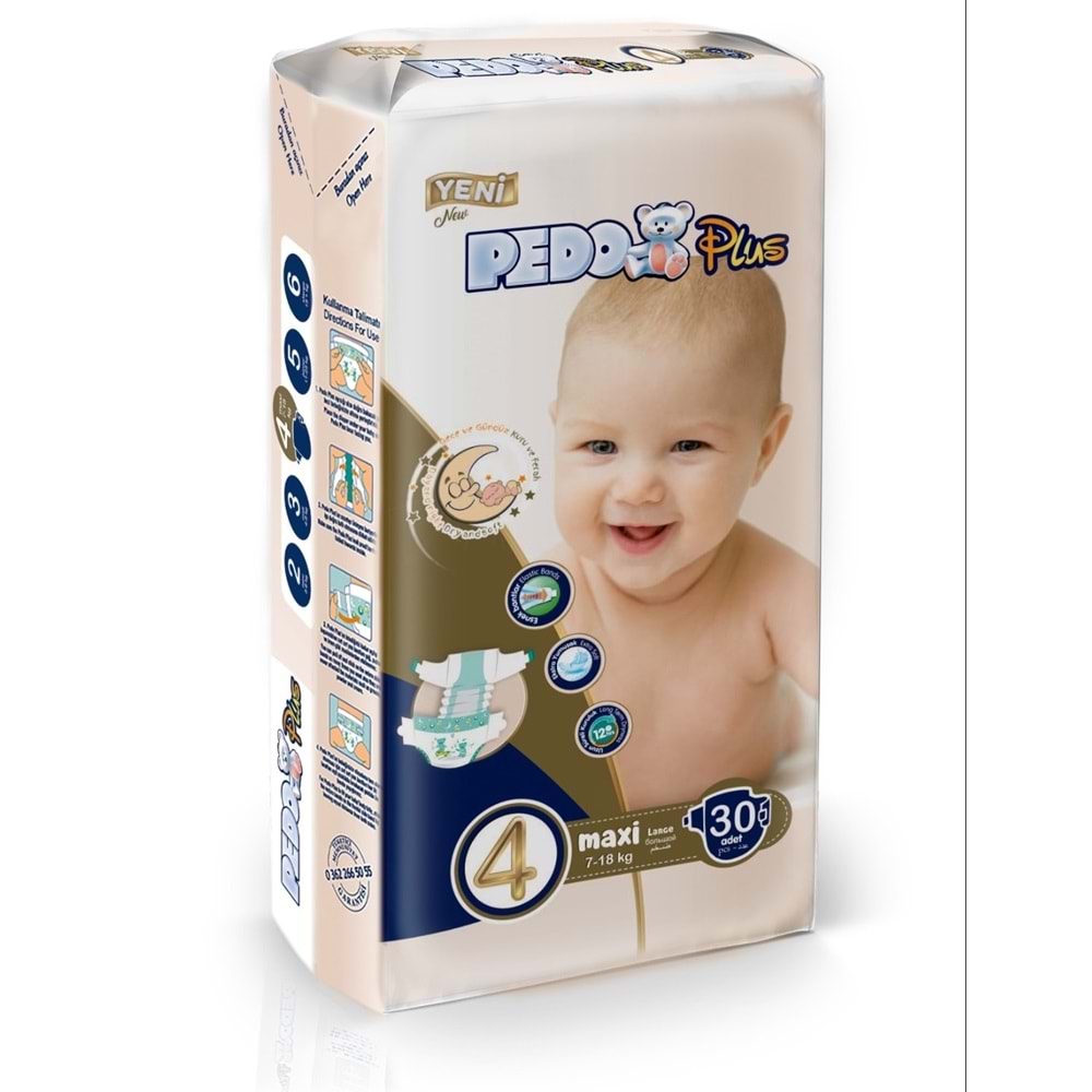 Pedo Plus Bebek Bezi Beden:4 (7-18KG) Maxi 60 Adet Jumbo Ekonomik Pk