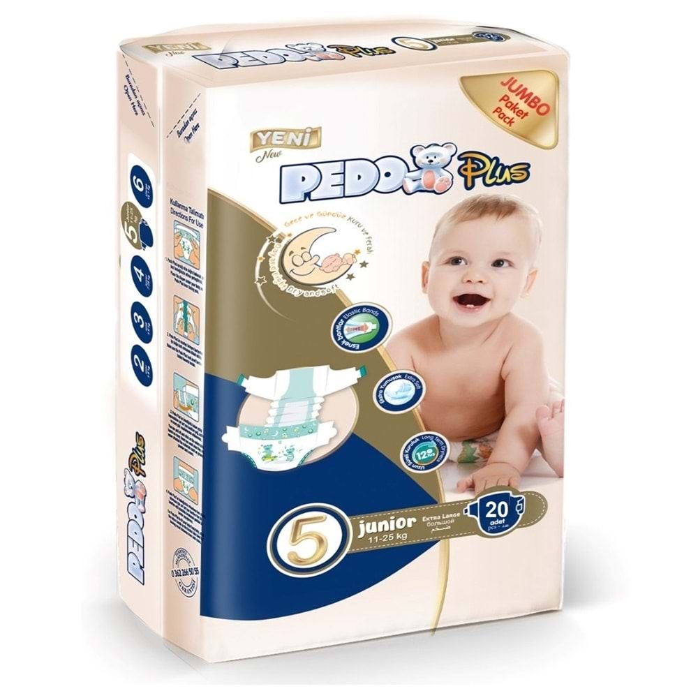 Pedo Plus Bebek Bezi Beden:5 (11-25KG) Junior 80 Adet Jumbo Aylık Pk