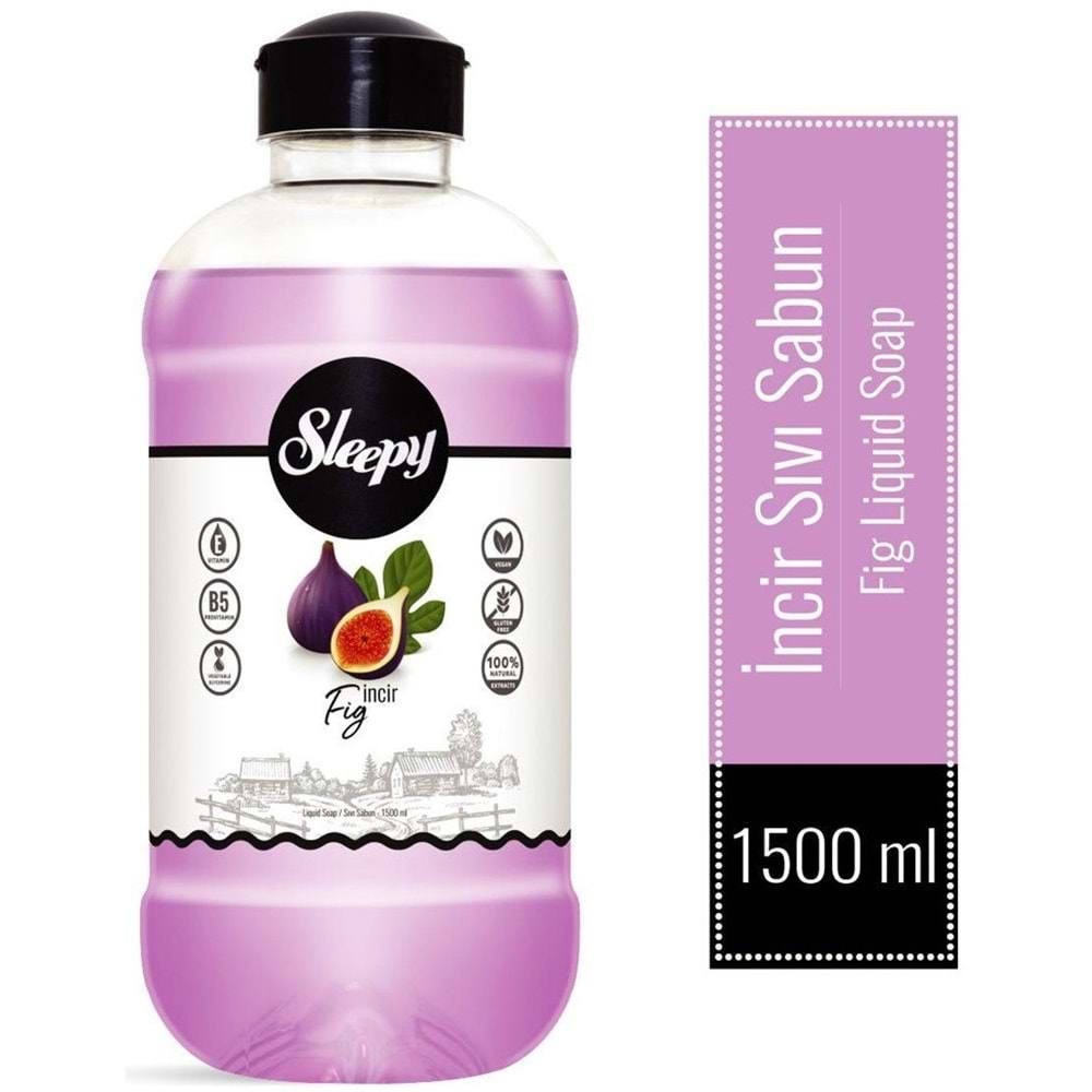 Sleepy Sıvı Sabun 1500ML Karma Grape/Üzüm-Lemon/Limon-Fig/İncir-Strawberry/Çilek (18 Li Set)