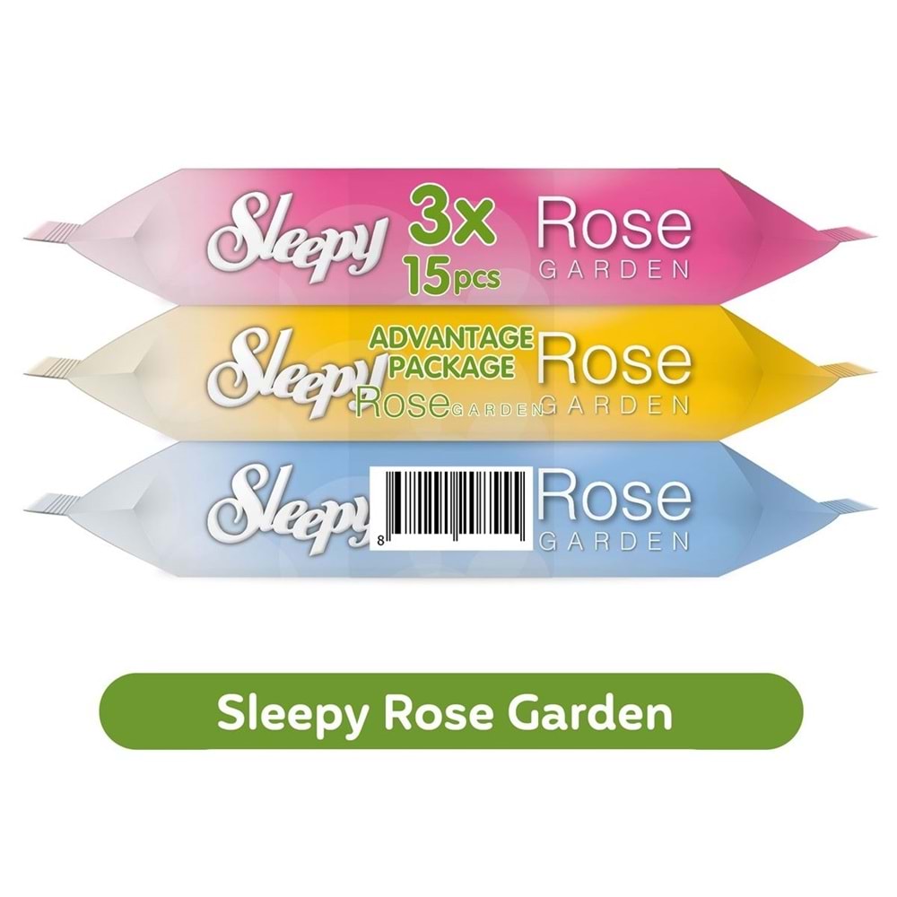 Sleepy Islak Havlu Cep Mendil 15 Yaprak (18 Li Set) Rose/Garden (6PK*3) 270 Yaprak