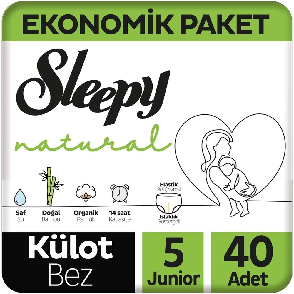 Sleepy Külot Bebek Bezi Natural Beden:5 (11-18KG) Junior 80 Adet Ekonomik Fırsat Pk