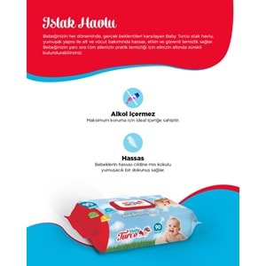 Baby Turco Islak Havlu Mendil Klasik 90 Yaprak Plastik Kapaklı Tekli Pk