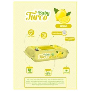 Baby Turco Islak Havlu Mendil 70 Yaprak Limon Plastik Kapaklı Tekli Pk