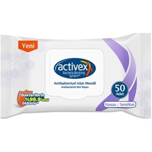 Activex Antibakteriyel Islak Havlu Mendil Hassas 50 Yaprak 5 Li Set (250 Yaprak) Plastik Kapaklı