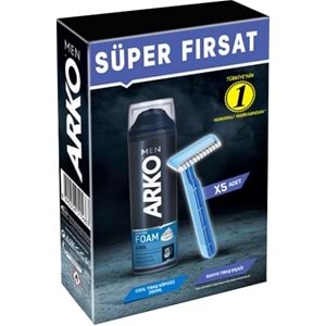 Arko Men Banyo 5 Adet + Cool Köpük Pro 200ML (3 Lü Set)