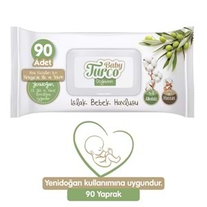 Baby Turco Islak Havlu Mendil Yenidoğan 90 Yaprak Doğadan 9 Lu Set 810 Yaprak Plastik Kapaklı