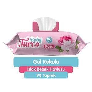 Baby Turco Islak Havlu Mendil 90 Yaprak Gül/Rose 6 Lı Set 540 Yaprak Plastik Kapaklı