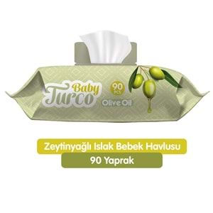 Baby Turco Islak Havlu Mendil 90 Yaprak Zeytinyağlı 48 Li Set 4320 Yaprak Plastik Kapaklı