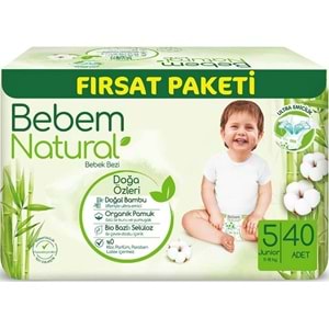 Bebem Bebek Bezi Natural Beden:5 (11-18Kg) Junior 240 Adet Ekstra Fırsat Pk