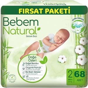 Bebem Bebek Bezi Natural Beden:2 (3-6Kg) Mini 408 Adet Ekstra Fırsat Pk