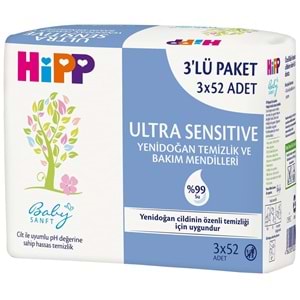 Hipp Baby Sanft Islak Havlu Mendil 52 Yaprak Sensitive Yeni Doğan 48 Li Set (16PK*3) 2496 Yaprak