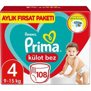 Prima Külot Bebek Bezi Beden:4 (9-15KG) Maxi 216 Adet Aylık Ekonomik Fırsat Pk
