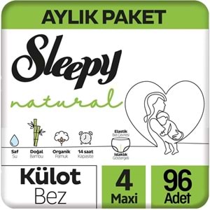 Sleepy Külot Bebek Bezi Natural Beden:4 (7-14KG) Maxi 288 Adet Aylık Ultra Pk